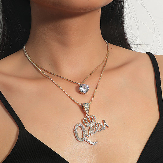 Rhinestone "Queen" Necklace