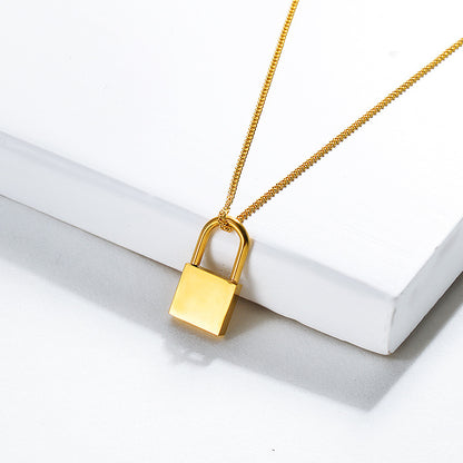 Titanium Steel Gold Lock Necklace